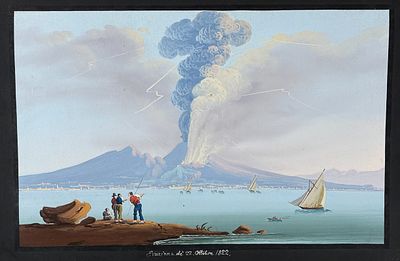 De Vito, Original Painting - Mount Vesuvius Eruption of the 22nd, October 1822 (Eruzione de' 22