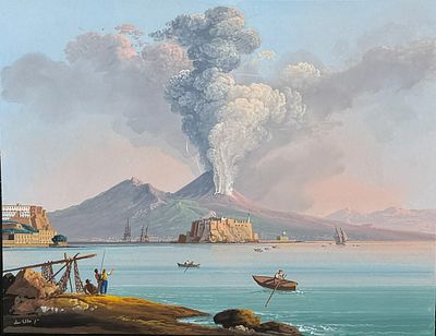 De Vito, Original Painting - Ash from Vesuvius in 1822 (Cenere del Vesuvio del 1822). This truly