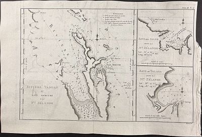 Captain Cook - Charts of Rivers & Bays of New Zealand (Tamise, Mercury, Tolaga). This 