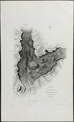 Wilkes - Crater of East Maui, Haleakala, Hawaii. This historic engraving is from Charles 