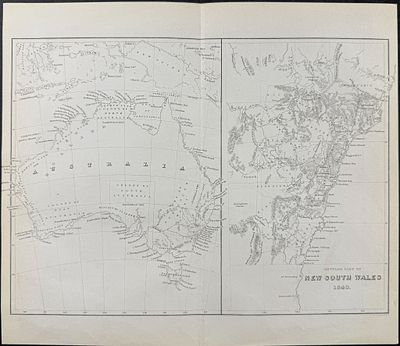 Wilkes - Map of Australia (New Holland) with Settled Part of New South Wales, 1840. This 