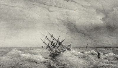 Vaillant - Ship at Ocean near Calcutta, India (Coup de Vent Dans L'Hougly, Riviere de Calcutta 