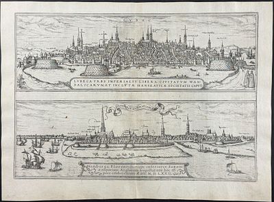 Braun & Hogenberg, pub. 1575 - Views of Germany: Lubeck and Hamburg. This extraordinary 