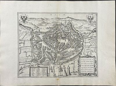 Braun & Hogenberg, pub. 1575 - View of Aachen, Germany. This extraordinary engraving is from 