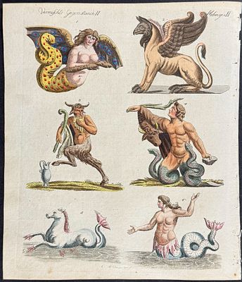 Bertuch - Mythical Animals (Mermaid, Mermen, Gryphon, Faun, Seahorse). This attractive 