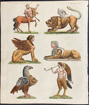 Bertuch - Mythical Creatures (Sphinx, Centaur, Harpy, Chimera). This attractive originally 
