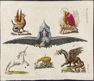 Bertuch - Mythical Animals (Unicorn, Dragon, etc). This attractive originally hand-colored 