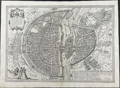 Braun & Hogenberg, pub. 1575 - View of Paris, France. This extraordinary engraving is from Georg 