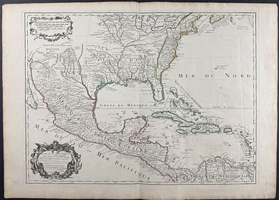 De L'Isle - Map of Southern North America with Florida, Mexico, West Indies or Caribbean 