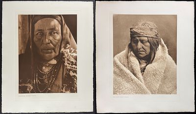 Edward Curtis, Folio - Pair of Native American Photogravures. Included in this lot: Two Bear 