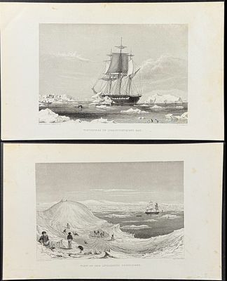 Wilkes - 3 Engravings of the Antarctic. This historic engraving is from Charles Wilkes's 