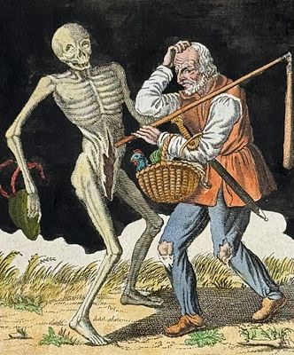 Merian - Dance of Death Engraving. 77. This rare and early engraving is from Matthaus Merian's 