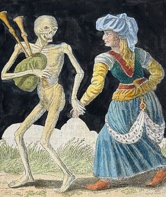 Merian - Dance of Death Engraving. 73. This rare and early engraving is from Matthaus Merian's 