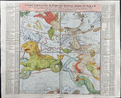Doppelmayr & Homann - Constellation Chart (Cetus, Pegasus, Andromeda, Pisces) [Globi Coelestis 