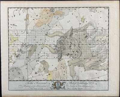 Bevis, Rare - Constellation Chart: Taurus (Bull). This rare constellation chart is from John 