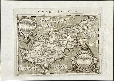 Magini's Ptolemy, pub. 1596 - Map of Cyprus. This engraved map is from Claudius Ptolemaeus 