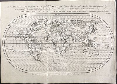 Harris - Map of the World (With Australia and part of New Zealand). This fascinating engraving 