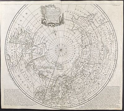 Harris - Map of the North Pole. This fascinating engraving is from John Harris's Navigantium 