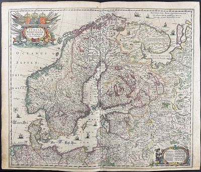 Jansson & Hondius, pub. 1656 - Map of Scandinavia (Sweden, Norway, Denmark, Finland, part of 