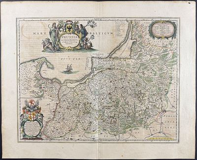 Jansson & Hondius, pub. 1656 - Map of Prussia. This handsome, originally hand-colored map is 