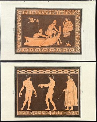Hancarville - 7 Etruscan Vase Design Engravings. This originally hand-colored engraving is from 