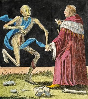 Merian - Dance of Death. 33. This rare and early engraving is from Matthaus Merian's La danse 