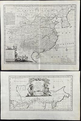 Harris - 5 Engravings on China, India, Kamatscatka, Russia. Included in this lot: Map of India 