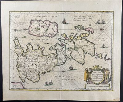 Jansson & Hondius, pub. 1656 - Map of the British Isles (England, Scotland, Ireland). This 