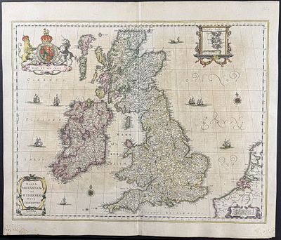 Jansson & Hondius, pub. 1656 - Map of the British Isles (England, Scotland, Ireland). This 