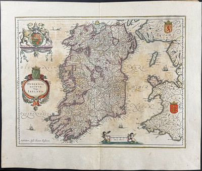 Jansson & Hondius, pub. 1656 - Map of Ireland. This handsome, originally hand-colored map is 