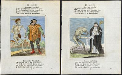 Merian - Pair of Dance of Death Engravings. This rare and early engraving is from Matthaus 