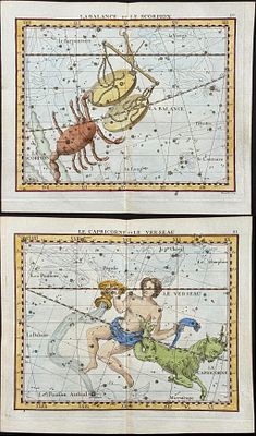 Flamsteed - Pair of Constellations or Celestial Chart Engravings. This captivating celestial 