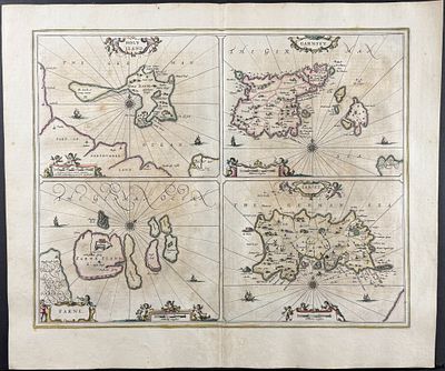 Jansson & Hondius, pub. 1656 - Map of Holy Island (Lindisfarne), the Farne Islands, Garnsey 