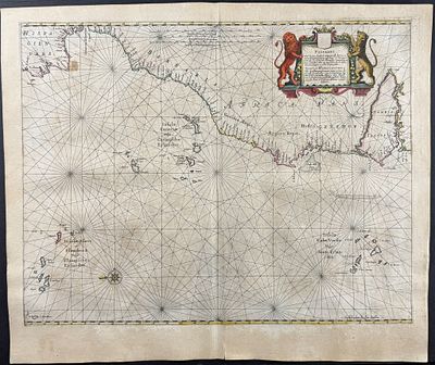 Jansson & Hondius, pub. 1656 - Chart of the Atlantic Ocean (part of African & European Coast). Th 