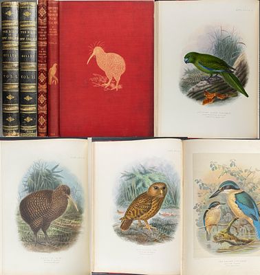 Buller's Birds of New Zealand - 4 Volumes with 65 Lithographs. These four volumes with 65 color 