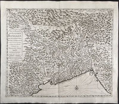 Valentijn - Map of Bengal, India. This remarkable engraving is from Francois Valentijn's Oud en 