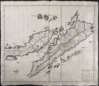 Valentijn - Map of Sumatra. This remarkable engraving is from Francois Valentijn's Oud en Nieuw 