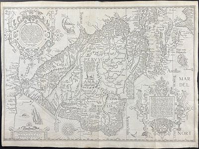 Linschoten - Map of South America (Part of Florida and West Indies) [Delineatio omnium orarum 