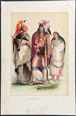 Catlin - North American Indians. This originally hand-colored, Native American engraving is from 