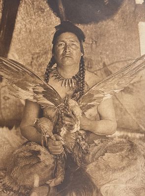 Edward Curtis, Folio - Placating the Spirit of a Slain Eagle - Assiniboin. Curtis's description 