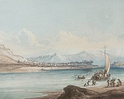 Karl Bodmer - Camp of the Gros Ventres of the Prairies on the upper Missouri. 38. This rare 