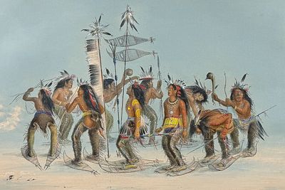 Catlin, Folio - The Snow-Shoe Dance. George Catlin’s North American Indian Portfolio features 