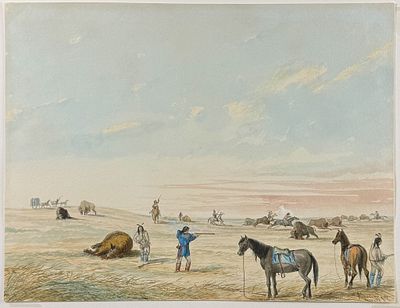 Armstrong - Buffalo Hunt of the Plains Indians or "The Wind Up" - Original Illustration of 