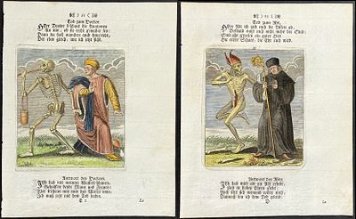Merian - Pair of Dance of Death Engravings. This rare and early engraving is from Matthaus 