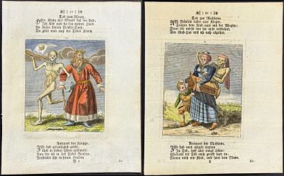 Merian - 3 Dance of Death Engravings. This rare and early engraving is from Matthaus Merian's La 