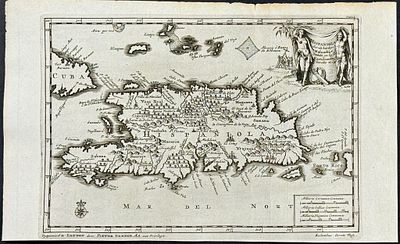 Van der Aa - Map of Hispaniola. This rare historic engraving is by Pieter van der Aa's De 