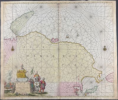 Van Keulen, Rare - Map of the Northeast Coast of Asia. This extraordinary, originally 