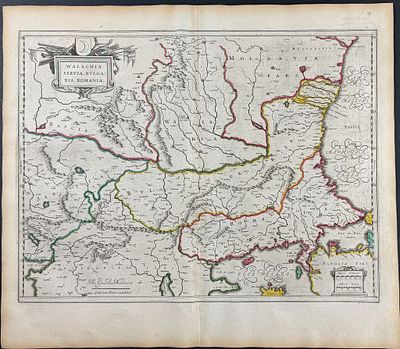 Blaeu, pub. 1642 - Map of Wallachia, Serbia, Bulgaria, Romania (Balkans). This remarkable 