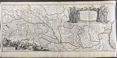 Blaeu, pub. 1642 - Map of the Danube River (Europe). This remarkable, originally hand-colored 