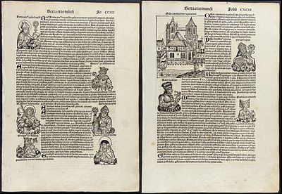 Schedel, pub. 1493 - 19 Pages of Religious & Historic People or Sites (Image and Text to each 